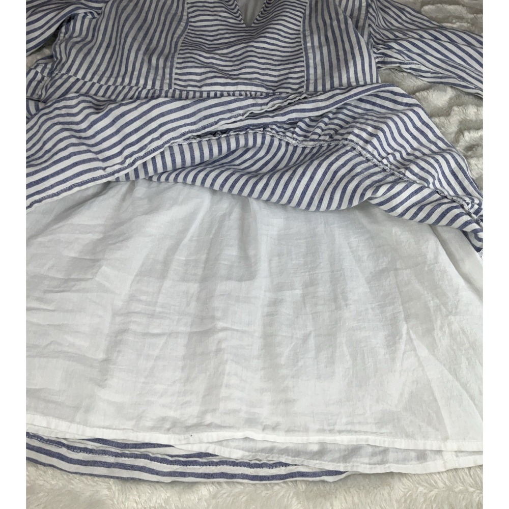 Tommy Bahama Size L St. Lucia Linen Blend Striped Collared Tunic Dress Ruffled - Picture 8 of 15